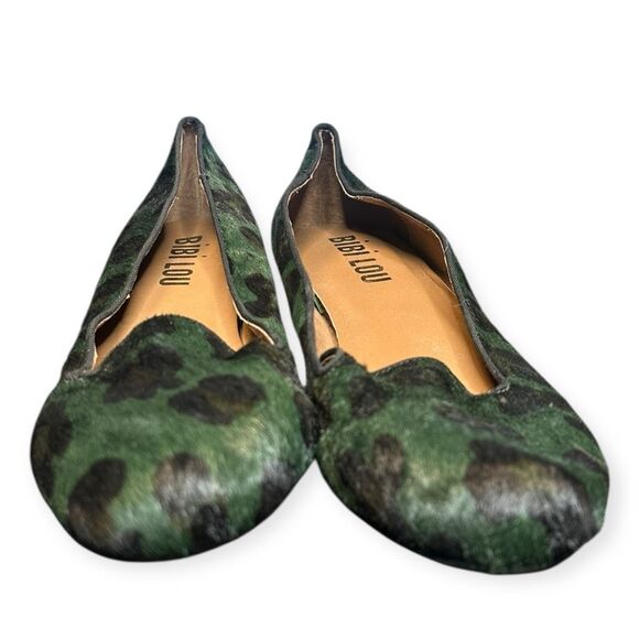 BIBI LOU for Anthropologie Women’s Green Leopard Print Haircalf Smoking Loafer F - Picture 3 of 6